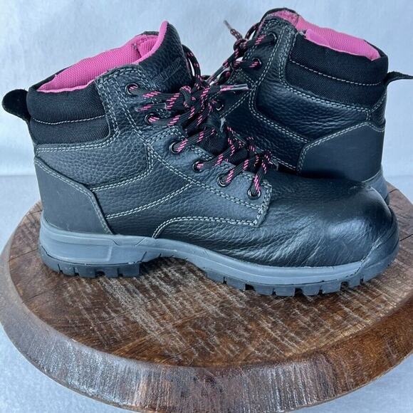 Wolverine Boots Womens 7.5M Piper Black Leather Work Safety Steel Toe Lace Up - Picture 10 of 14